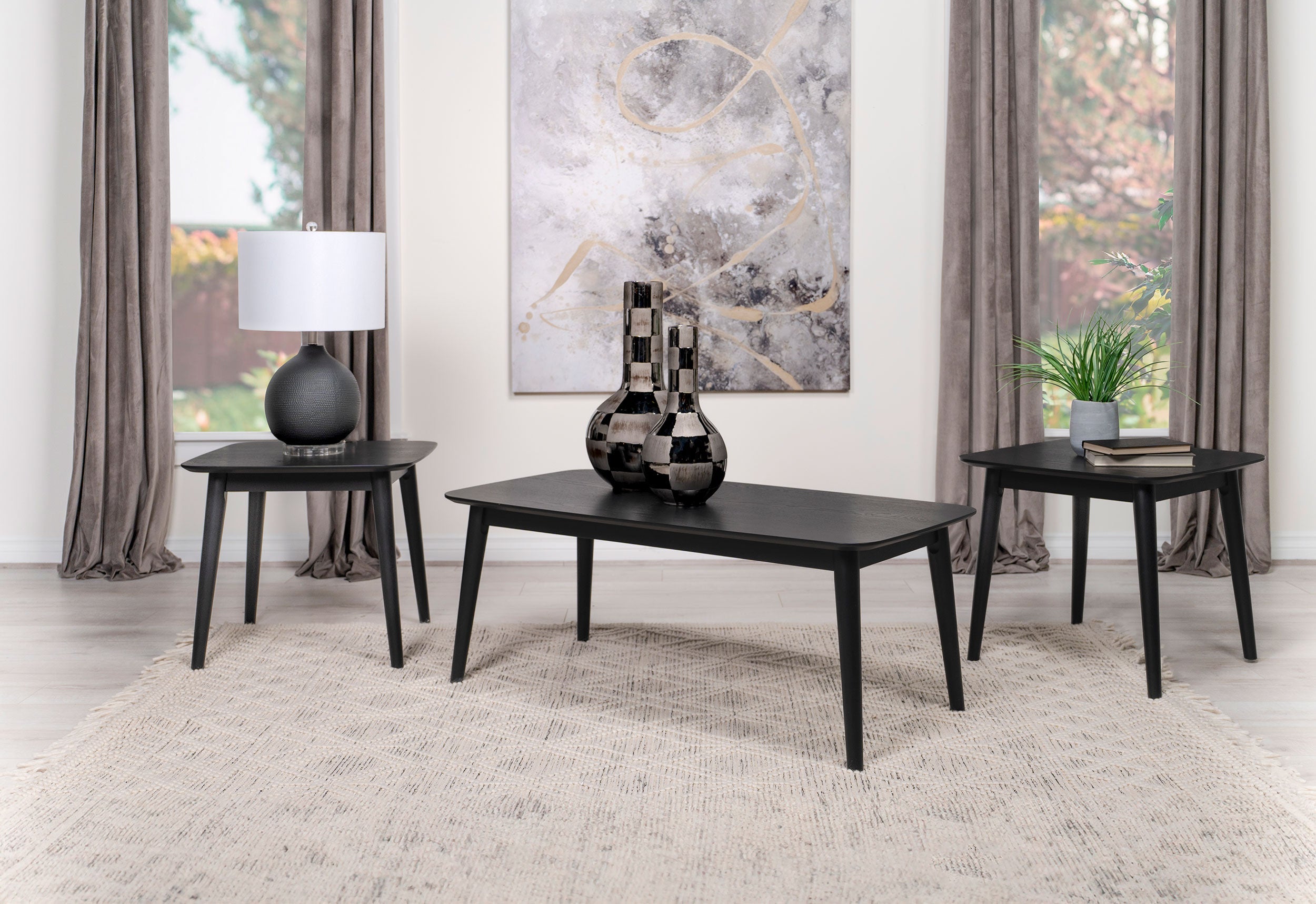 Radley 3-piece Rectangular Coffee Table Set Black-
