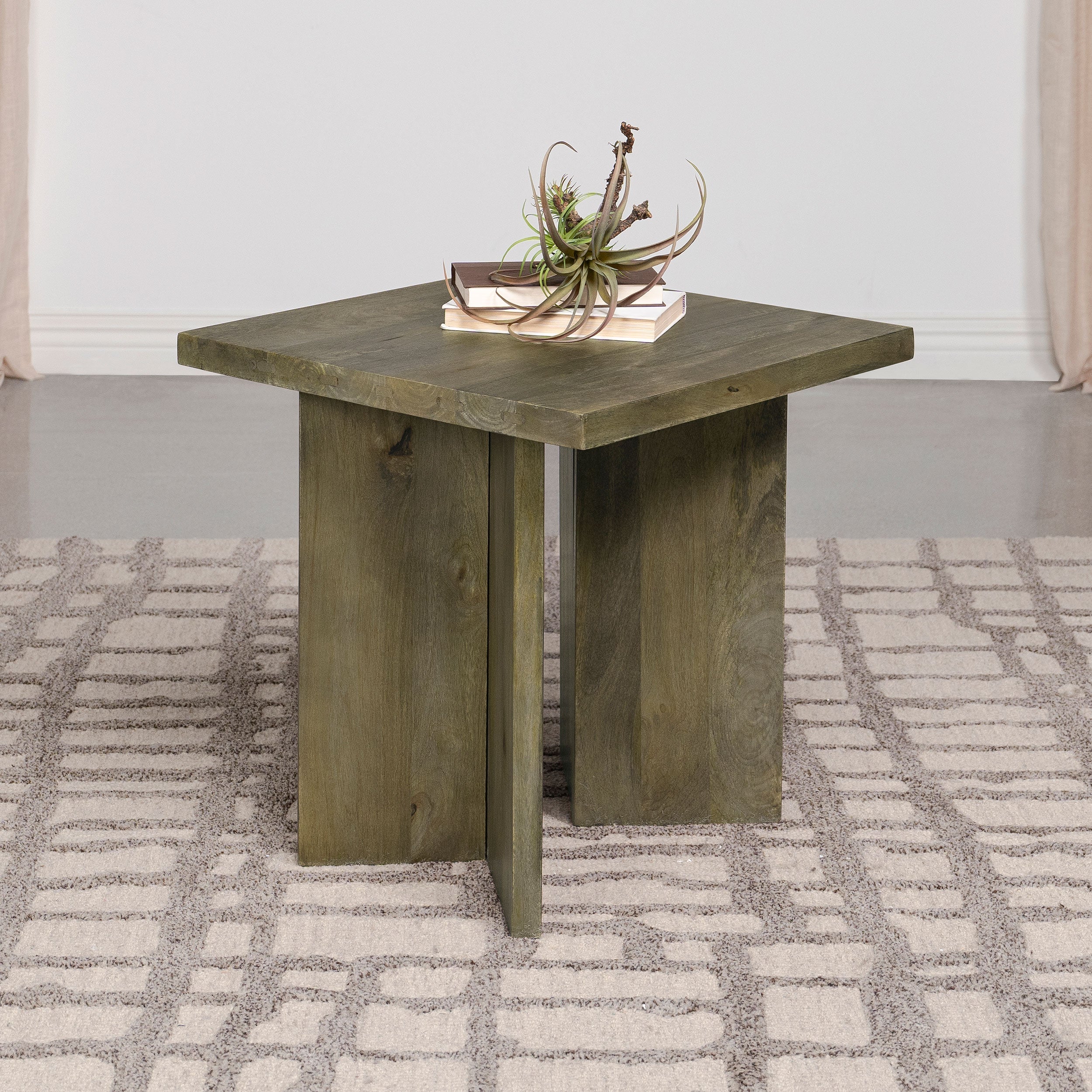 Andando Square Solid Wood End Table Mango Brown-
