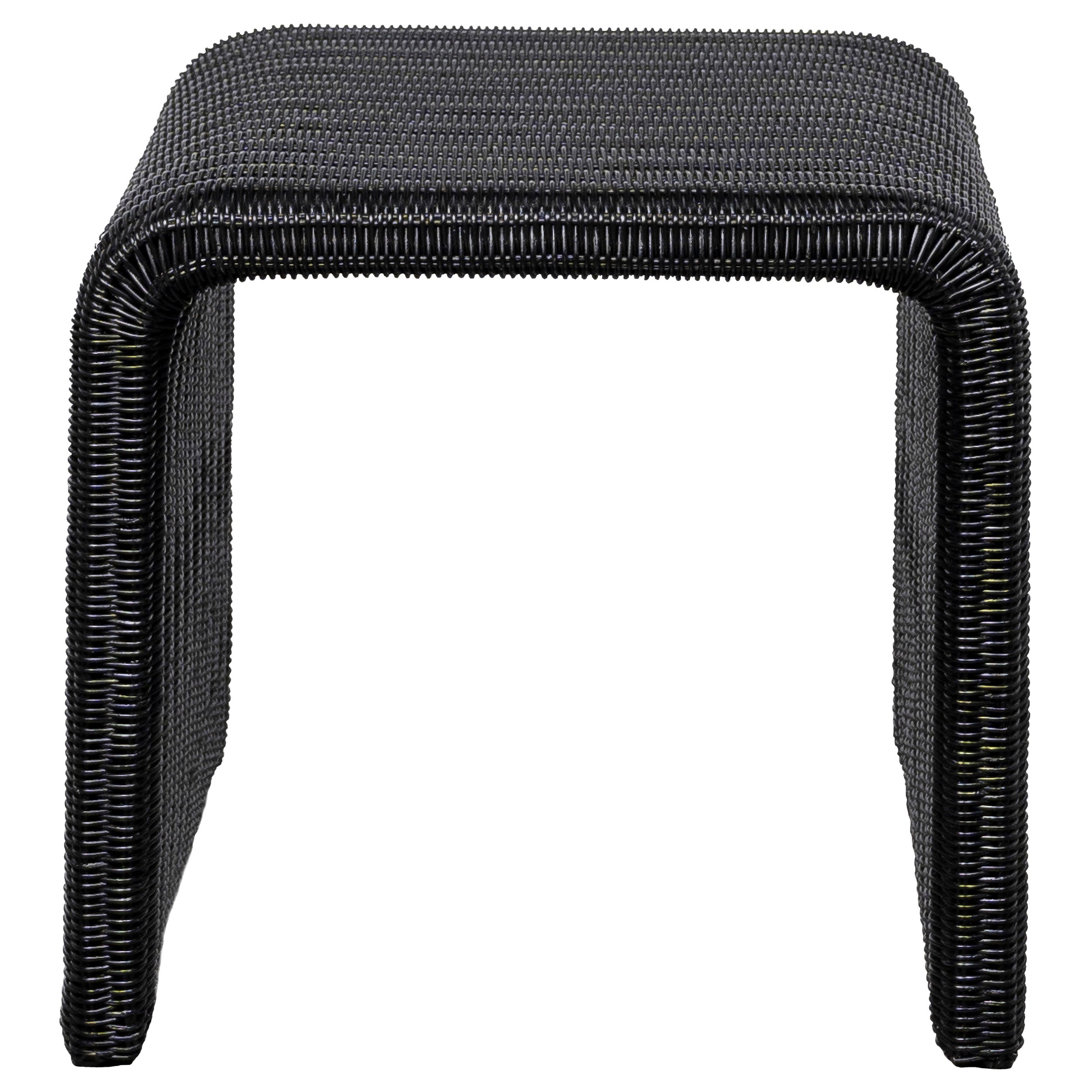 Cahya Woven Rattan Square End Table Black-