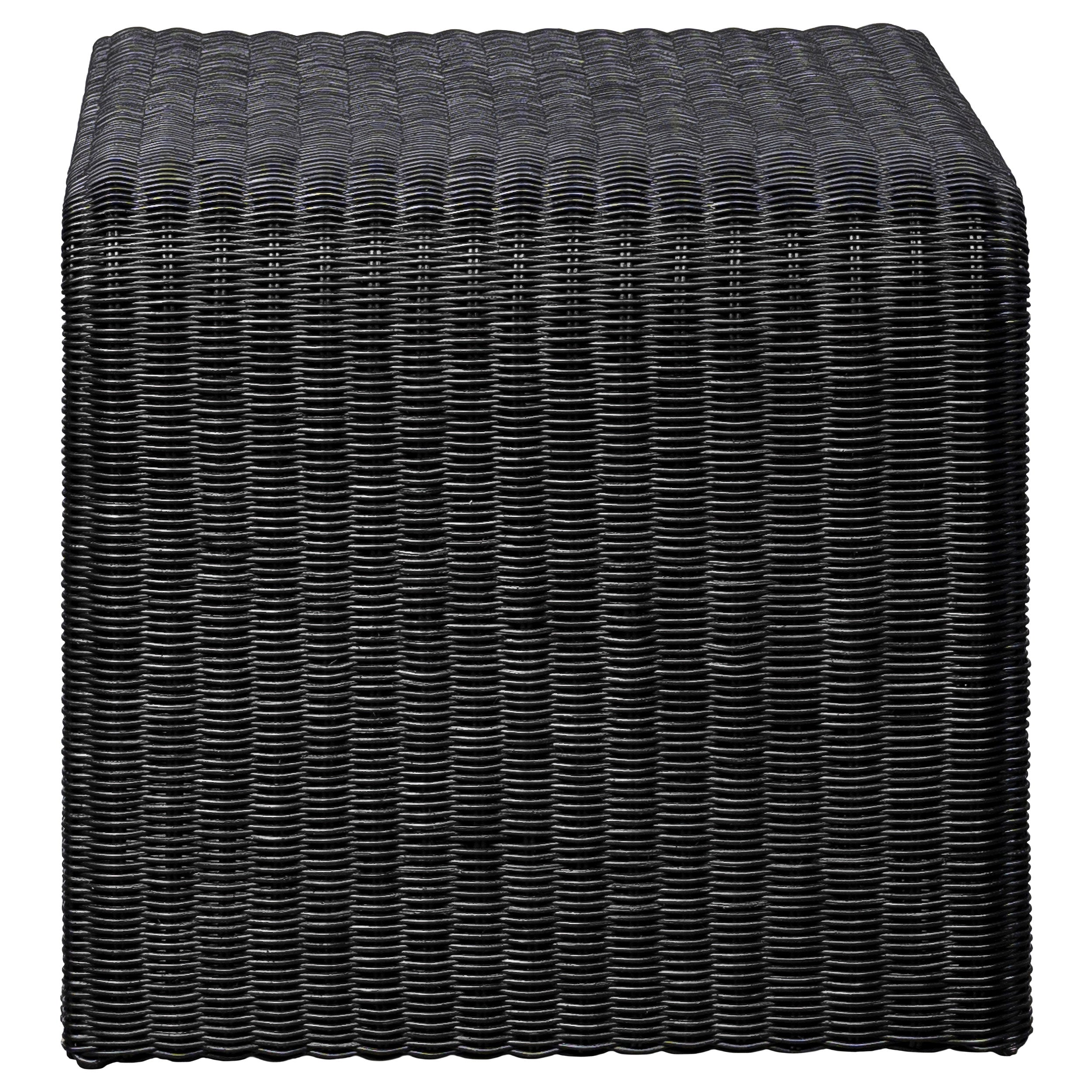 Cahya Woven Rattan Square End Table Black-