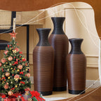 Hand-Woven PVC Rattan Vases, Set of 3