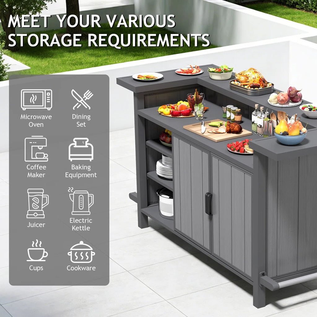 Outdoor Aluminum Grill Cart Resin Bar Cart