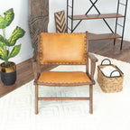 Daniel Mid-Century Modern Leather Arm Chair with Walnut-Finished Legs