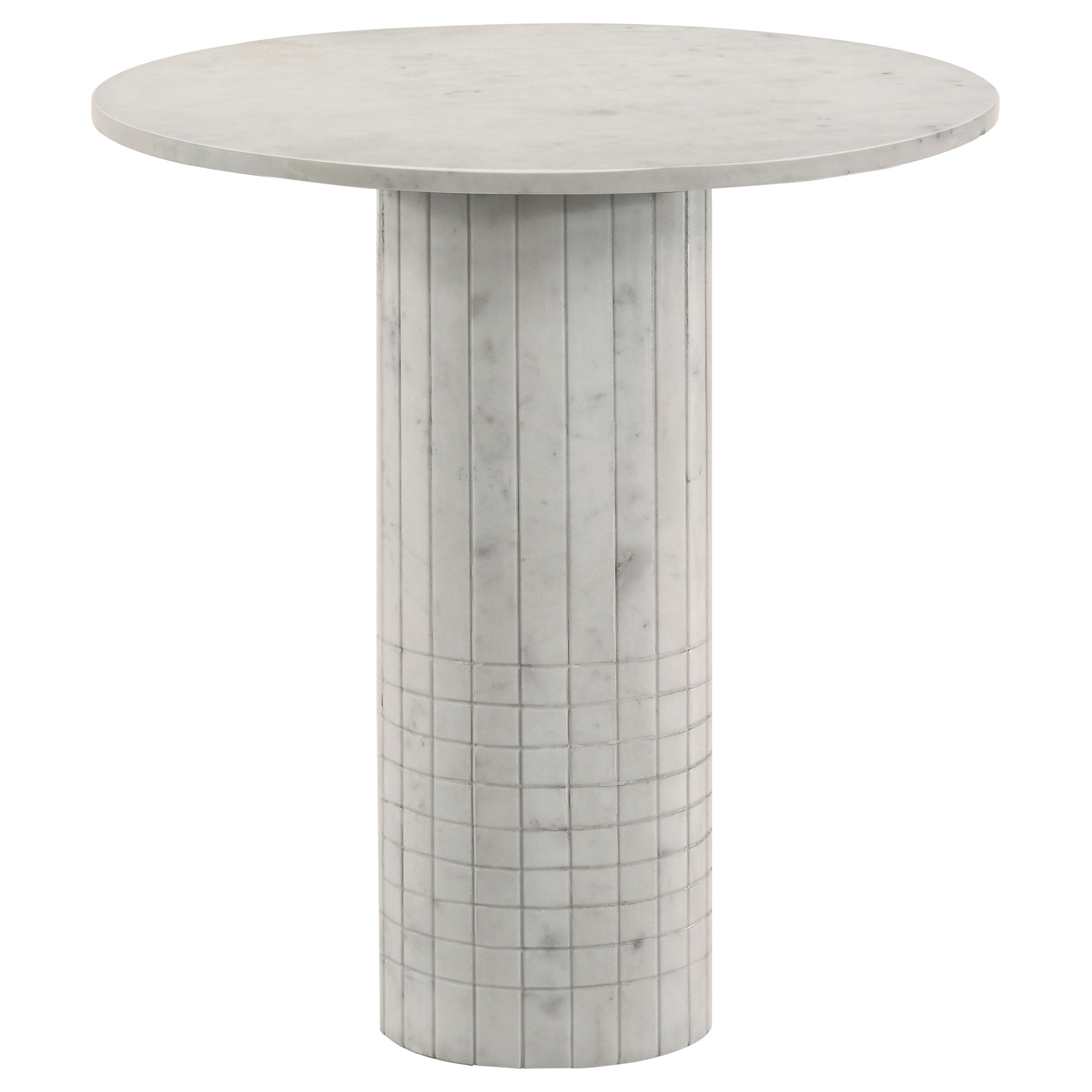 Astoria Round Genuine Marble Side End Table White-