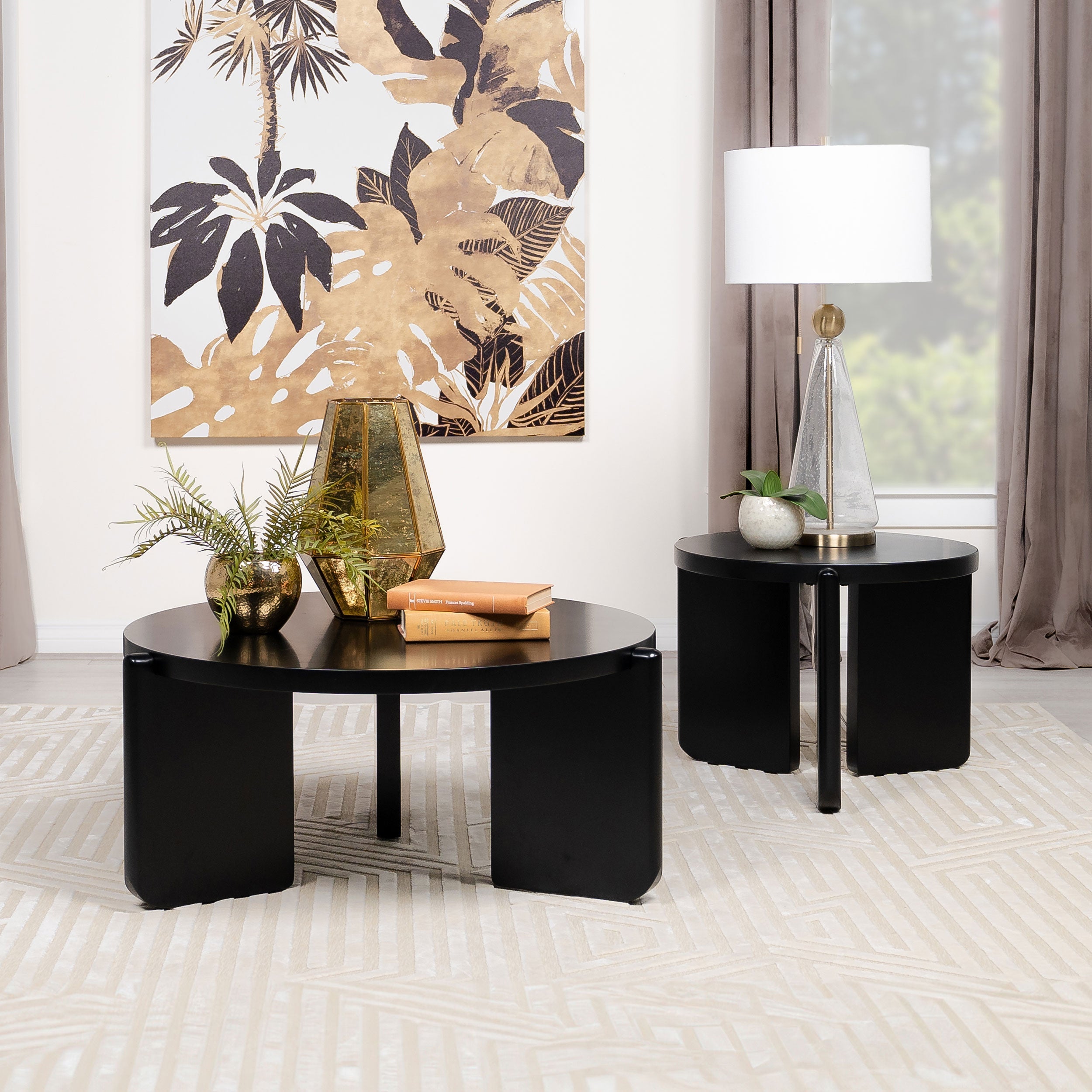 Cordova Round Solid Wood Coffee Table Black-