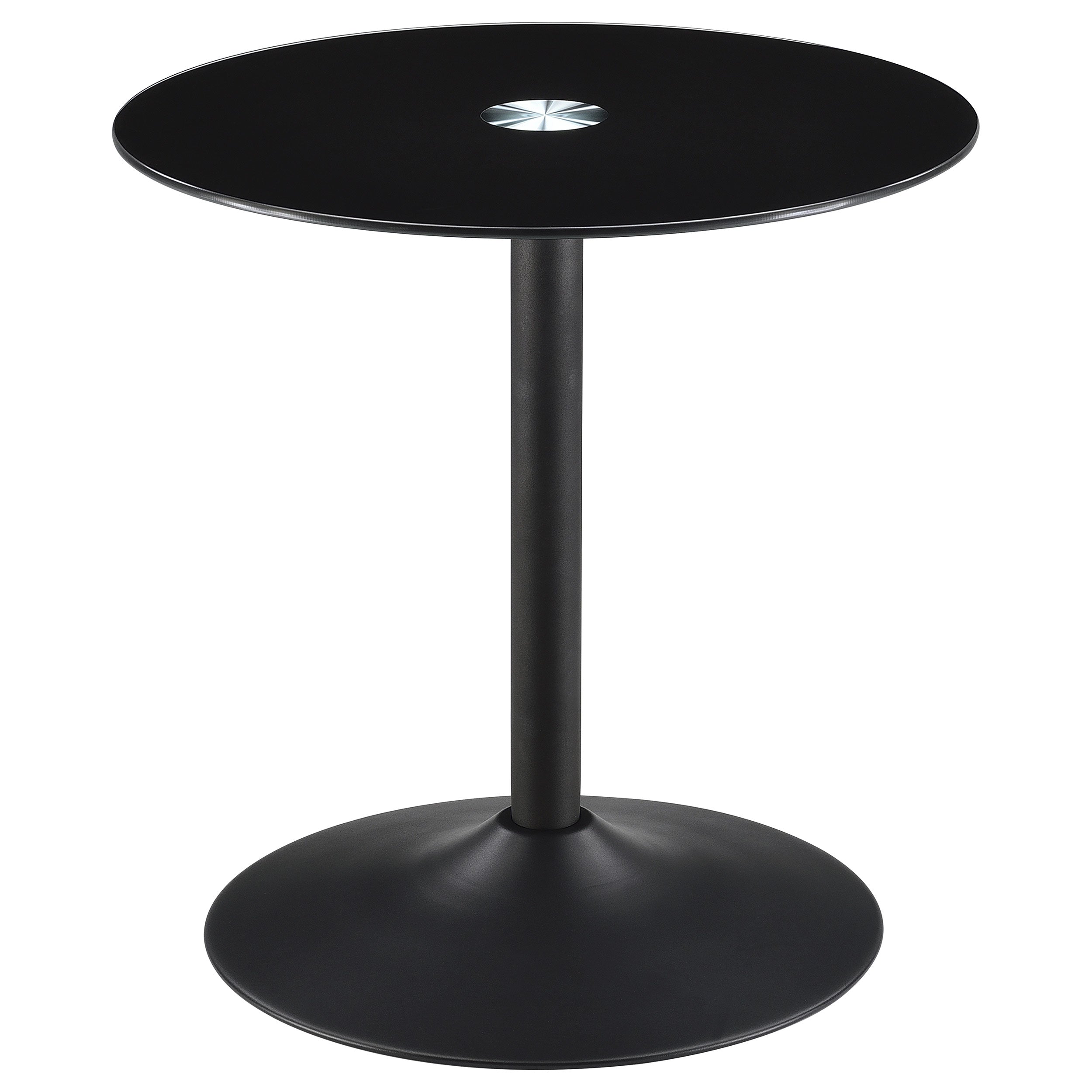 Ganso Round Metal End Table With Tempered Glass Top Black-