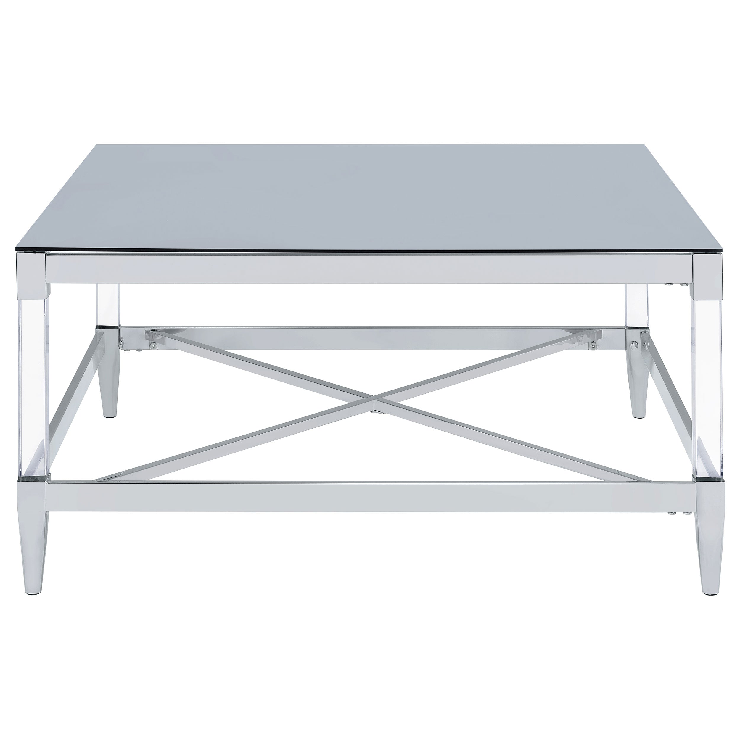 Lindley Square Tempered Mirror Acrylic Coffee Table Chrome-