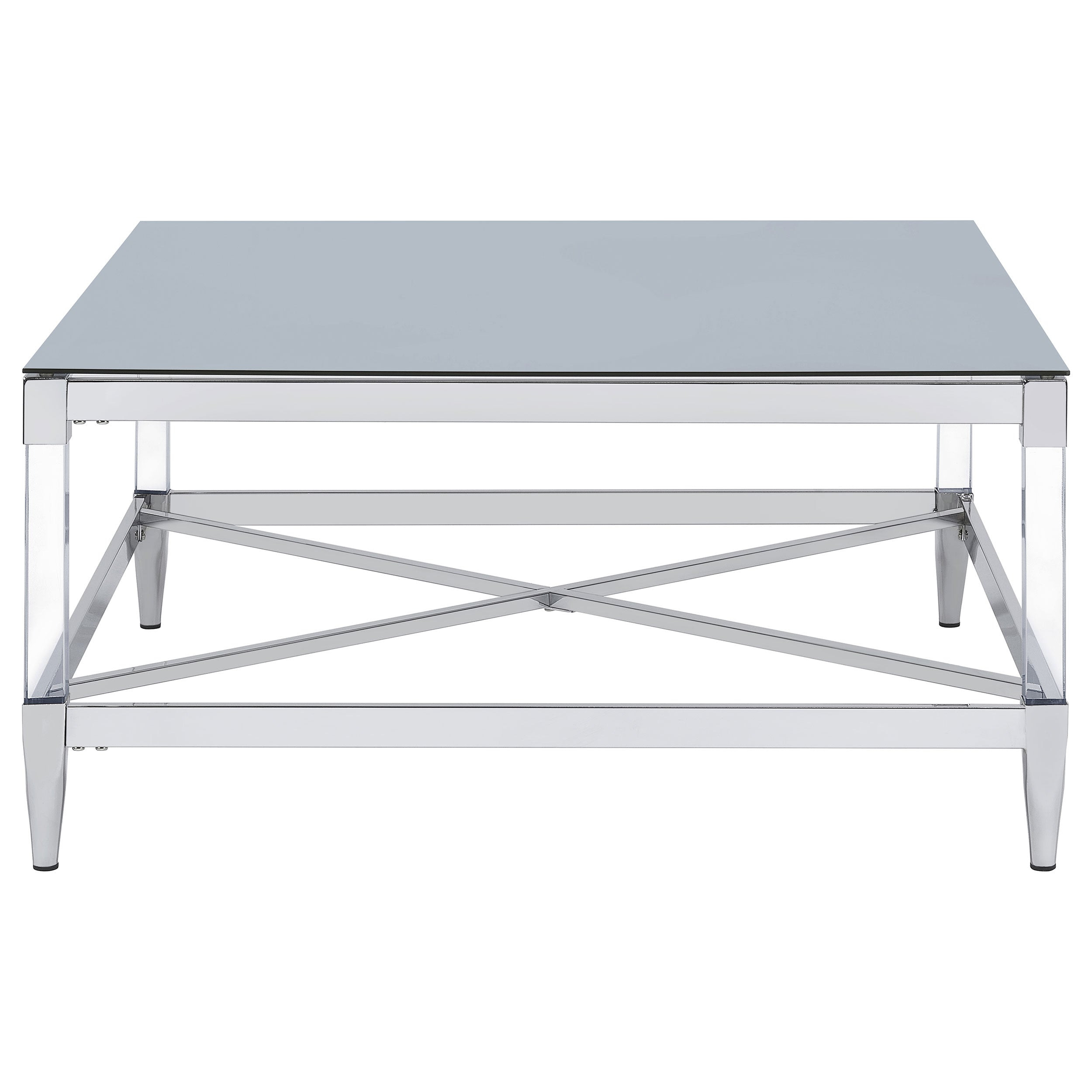 Lindley Square Tempered Mirror Acrylic Coffee Table Chrome-