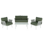 Mariano Steel 4-Pieces Conversation Set - Off White & Green