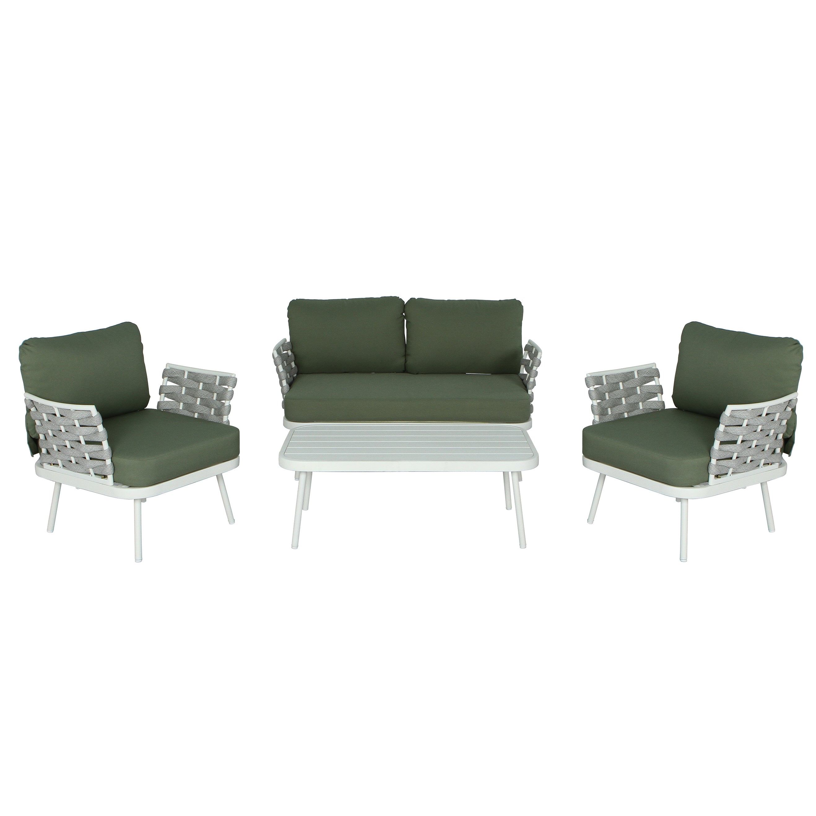 Mariano Steel 4-Pieces Conversation Set - Off White & Green