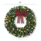 36 Inch Prelit Crestwood Spruce Christmas Wreath with Bow