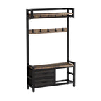 33.1" Wide Hall Tree with 2 Movable Drawers and Shoe Storage