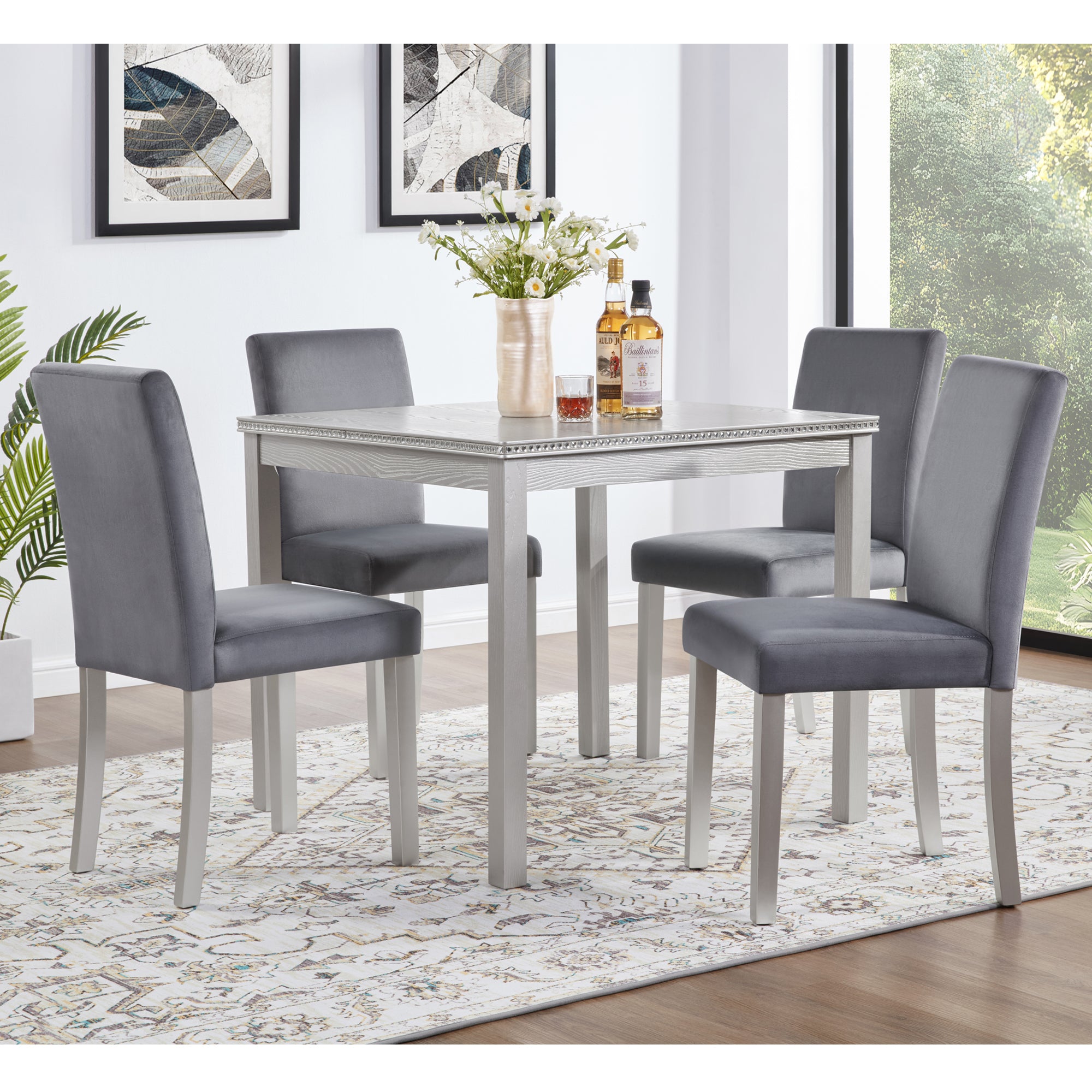 5 Piece Wooden Dining Table Set