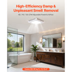 Bathroom Exhaust Fan with LED Light, 80-110-130 CFM