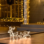 Outsunny 35" LED Reindeer Sleigh Outdoor Christmas Standing Figure Decoration