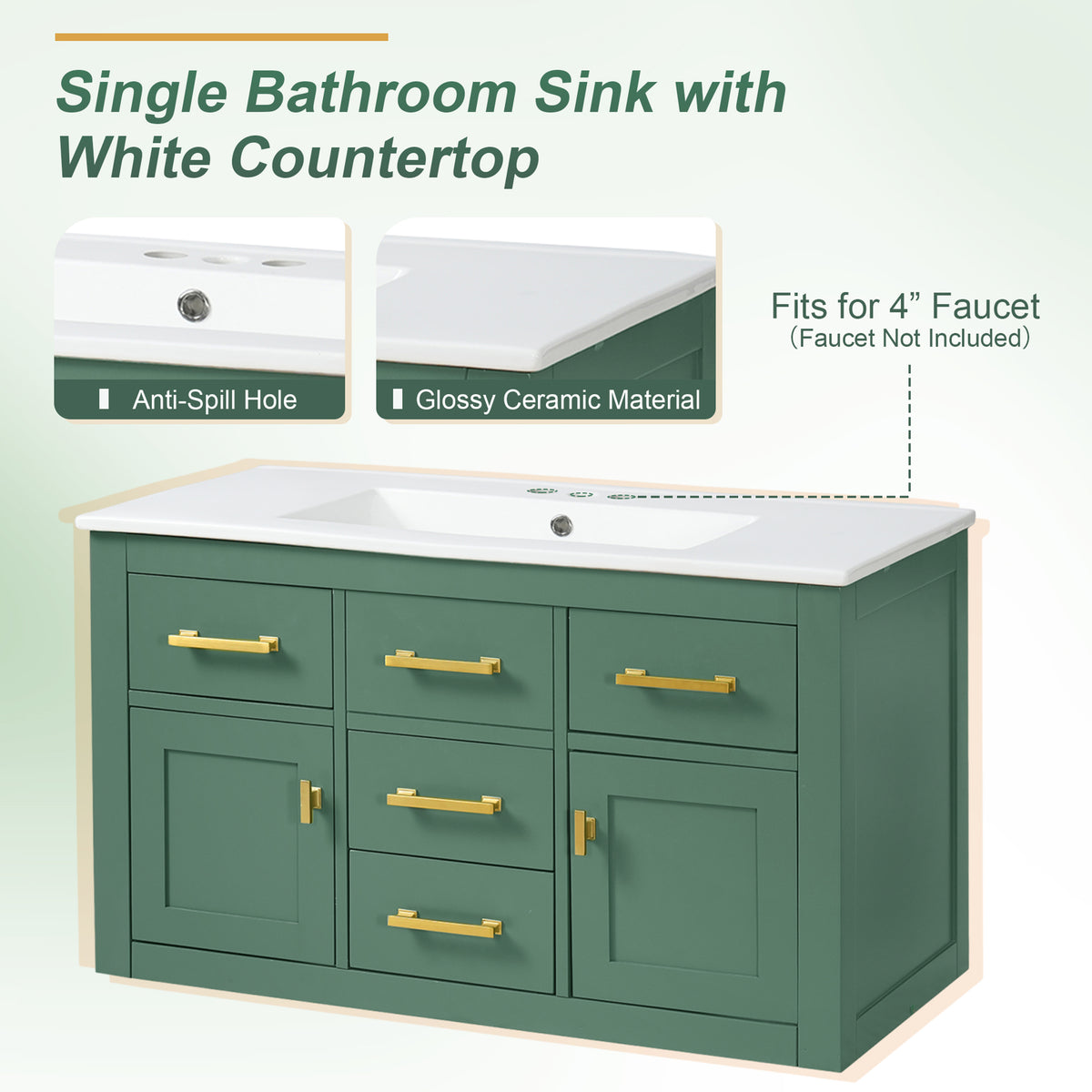 36" Wall Mounted Bathroom Cabinet – French Style Bathroom Vanity