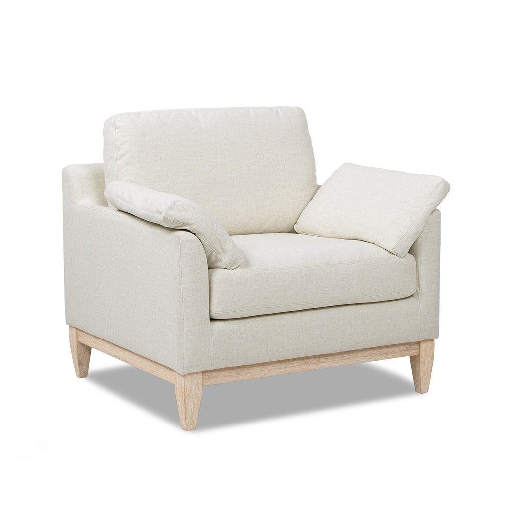 Pasadena 36" Wide Modern Farmhouse Accent Arm Chair Flax