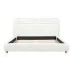 Minimalist Curved Headboard Teddy Bear Plush Bed, Queen