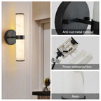 Resin Imitation Marble Texture Wall Light with Black Iron Frame