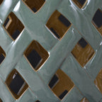 Outsunny 13" x 18" Ceramic Garden Stool with Woven Lattice Design