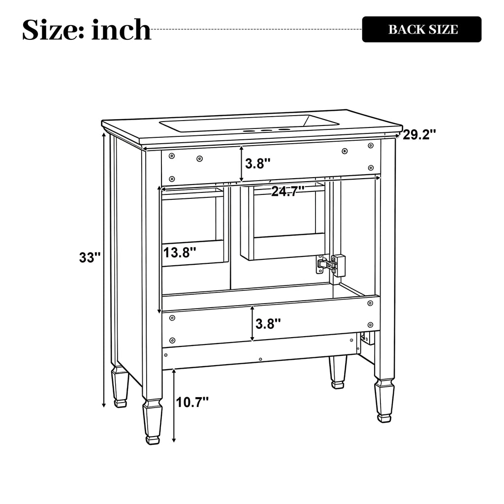 30" Bathroom Vanity with Sink, Freestanding Vanity with Storage