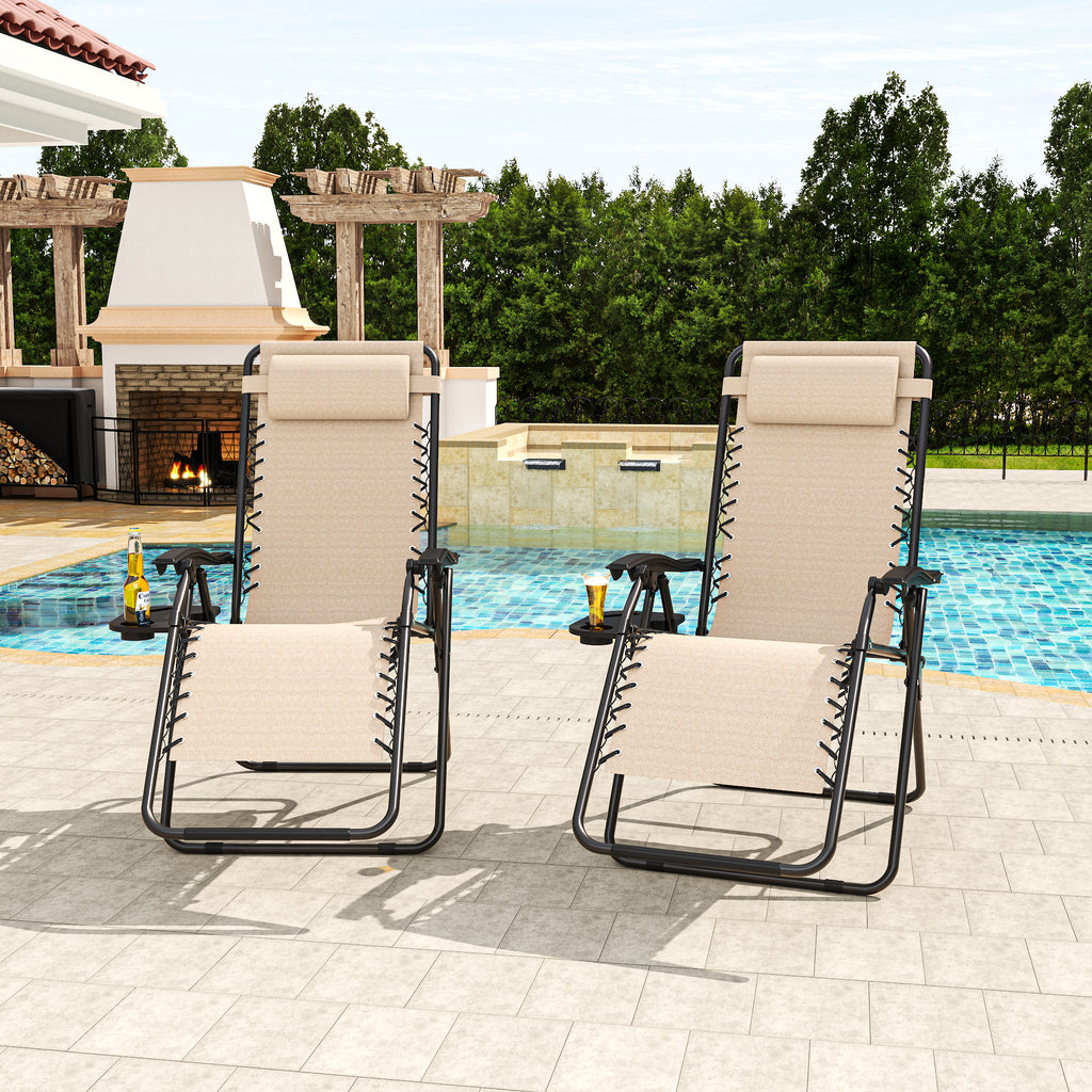 Zero Gravity Folding Lounge Chair with Headrest & Removable Tray