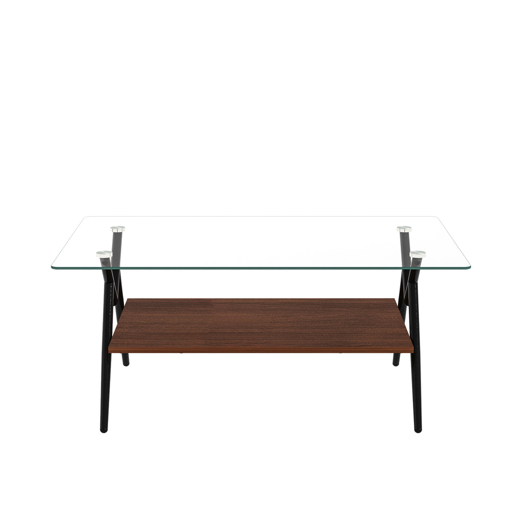 Rectangle Coffee Table with Tempered Glass Top