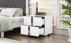 Elegant Nightstand with Metal Foot, Mirrored Bedside Table