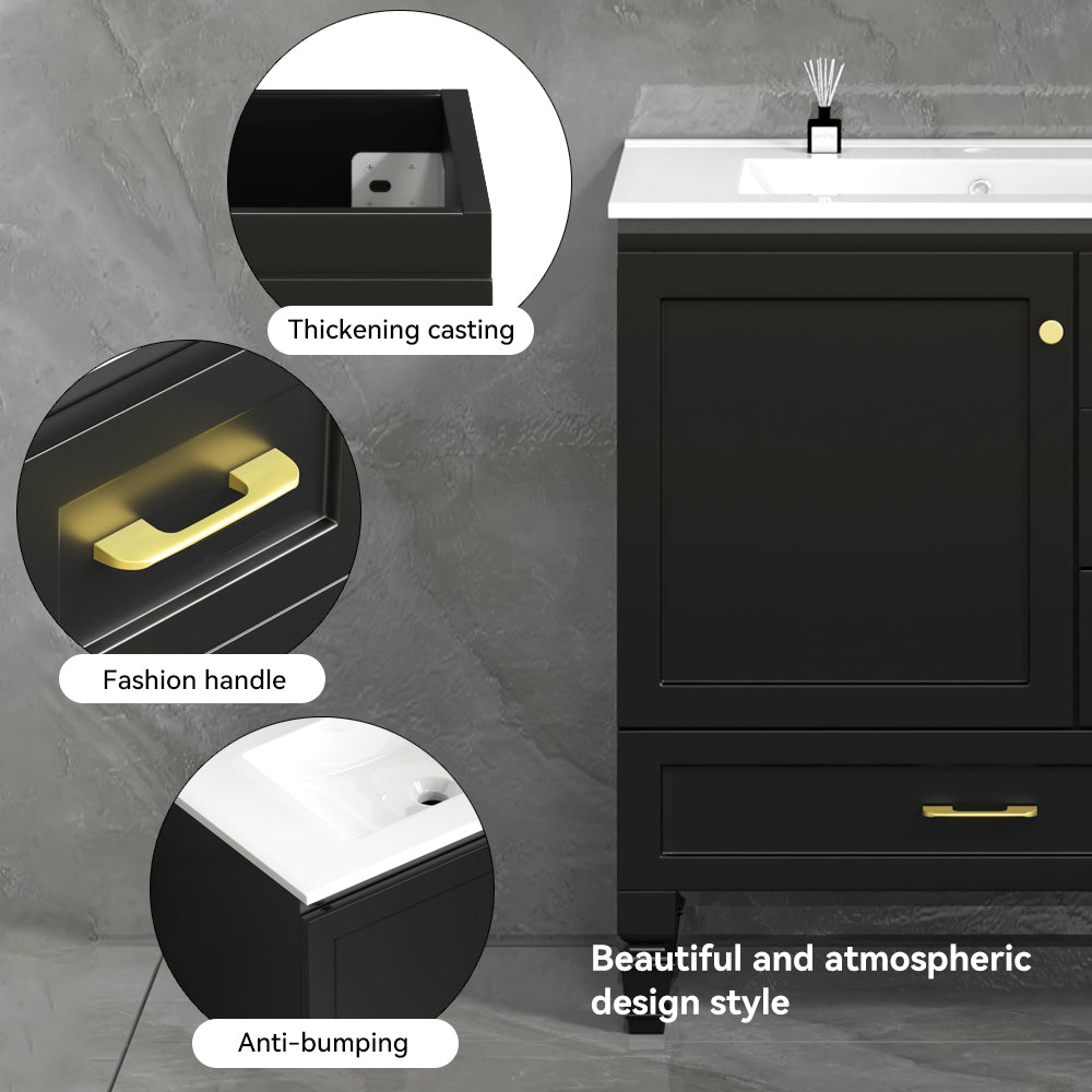 30" Black Bathroom Vanity