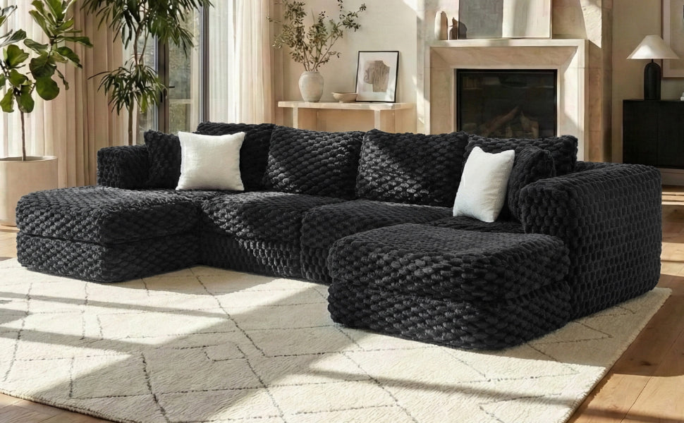 Modular Sectional Sofa with Two Movable Ottomans