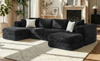 Modular Sectional Sofa with Two Movable Ottomans