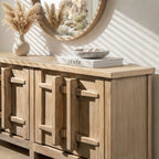 Rowan 91" Reclaimed Pine 4-Door Crossbar Sideboard Cabinet
