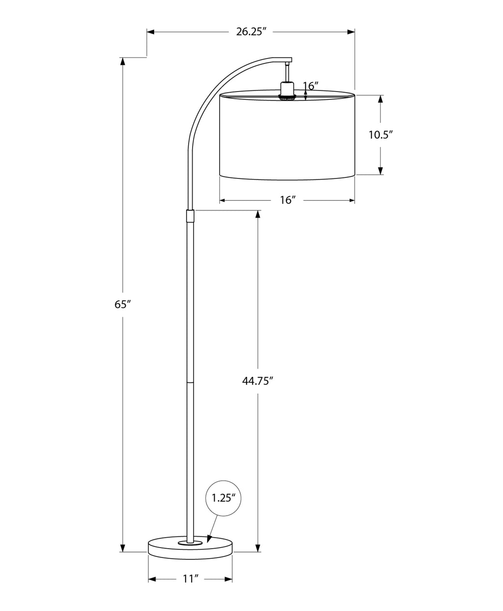 65" Tall Arc Floor Lamp