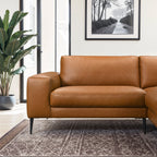 Easley Mid Century Modern Vegan Leather Wide-Arm Sofa