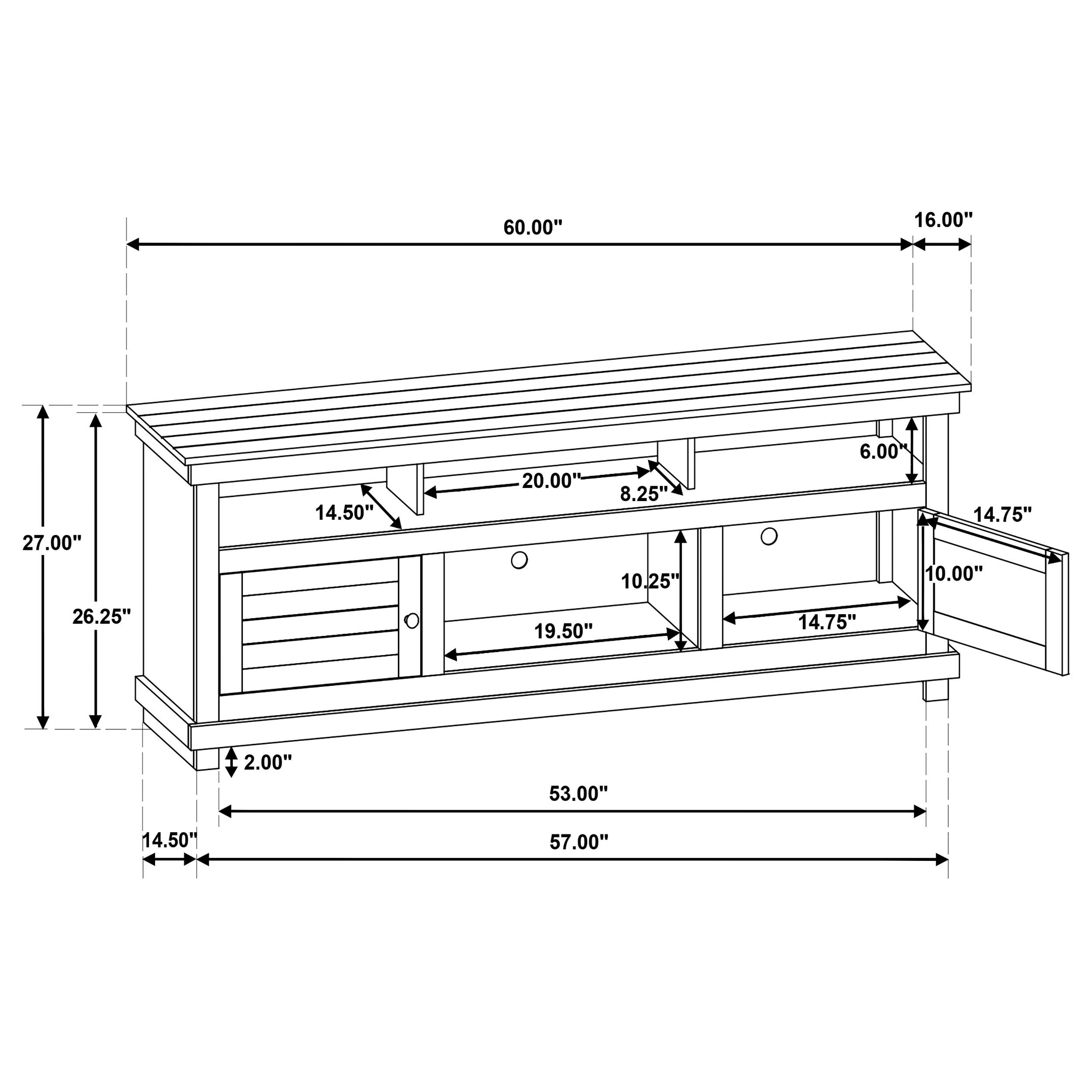 Payne 60-inch TV Stand Media Console Distressed White-
