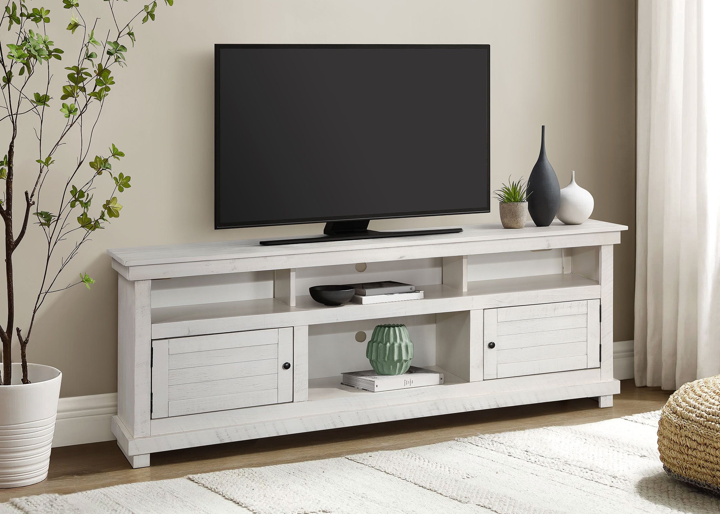 Payne 70-inch TV Stand Media Console Distressed White-
