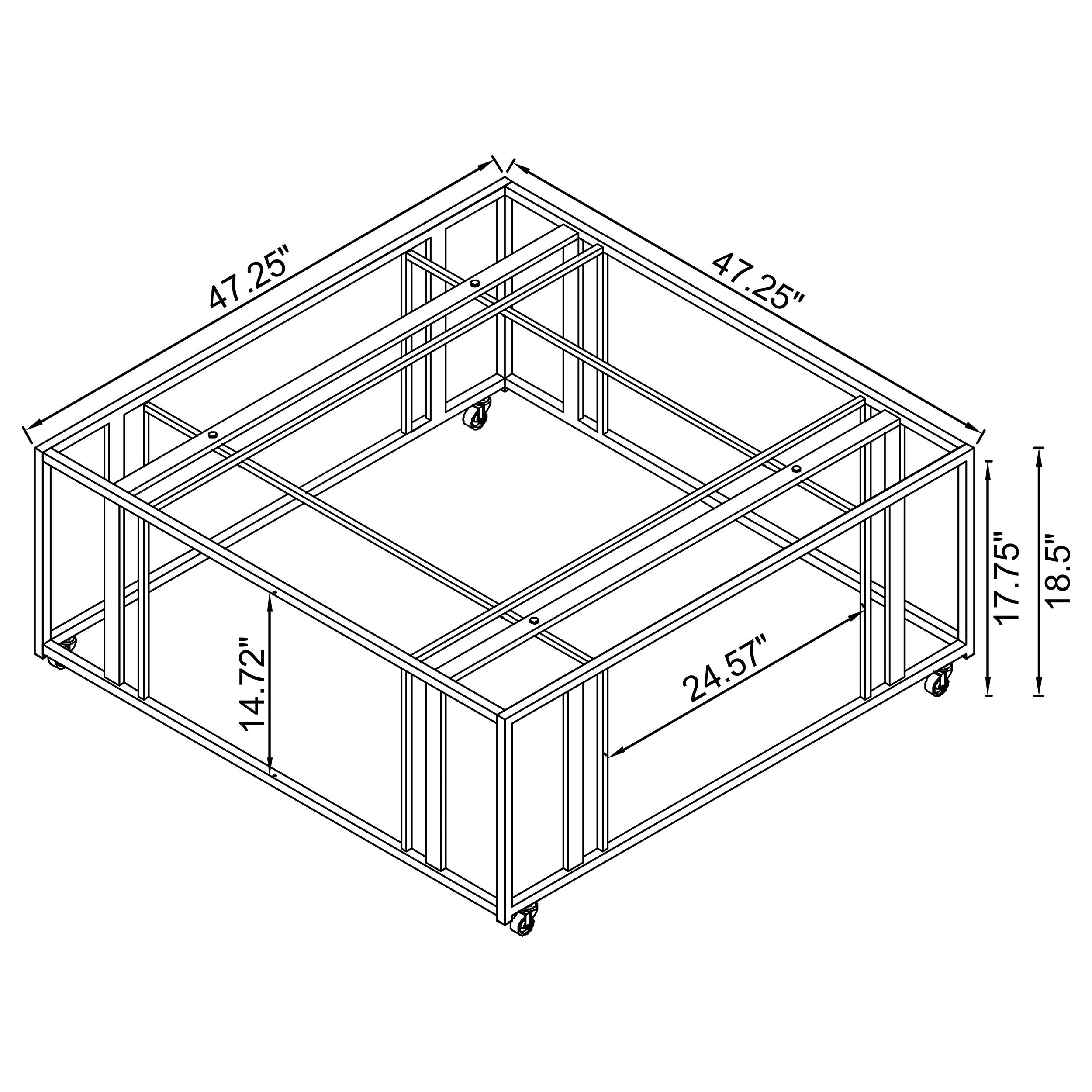 Adri Square Glass Top Coffee Table with Casters Matte Brass-