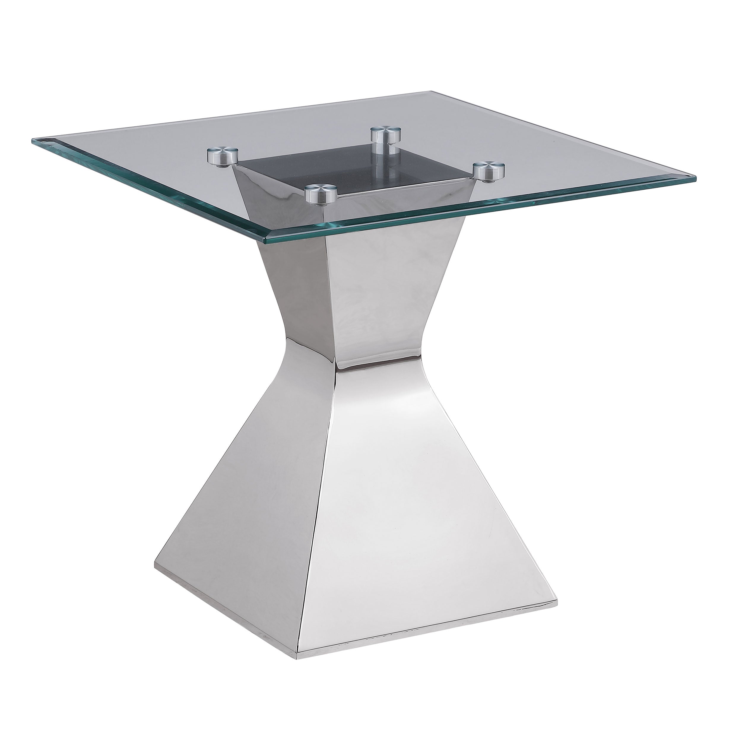 Jenny Glass Top Stainless Steel Side End Table Chrome-