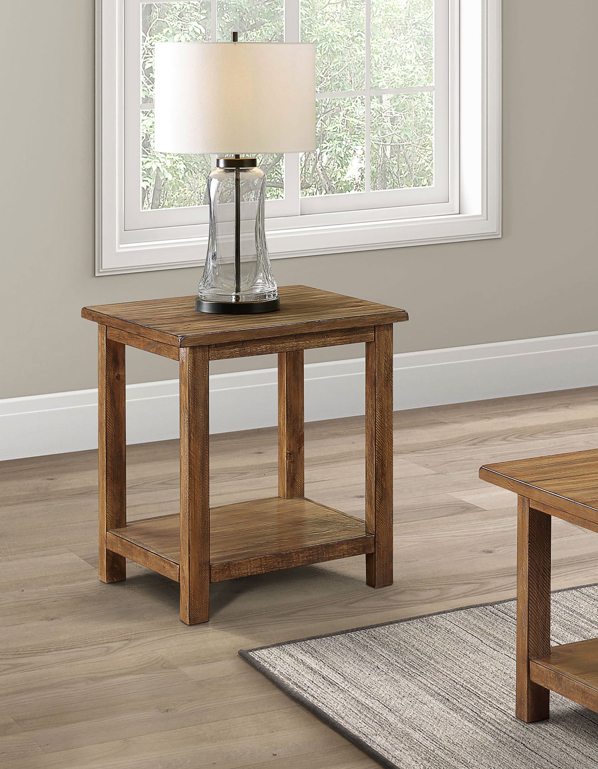 Payne Wood End Table with Shelf Distressed Brown-