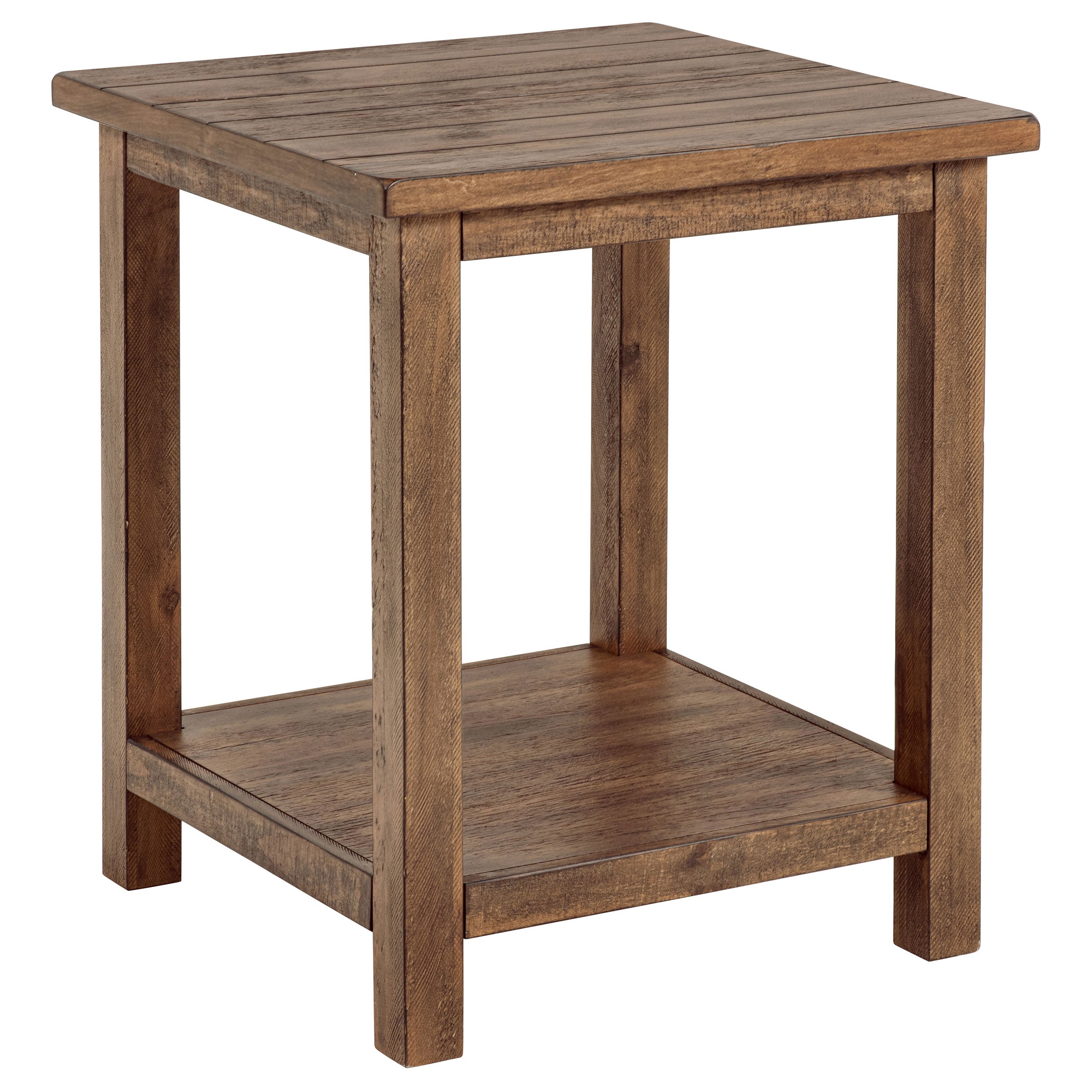 Payne Wood End Table with Shelf Distressed Brown-
