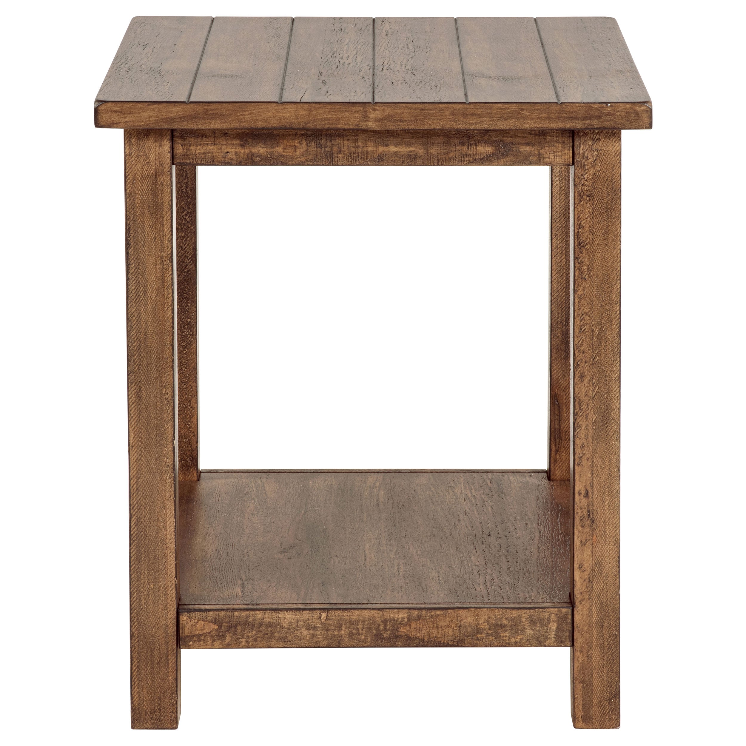 Payne Wood End Table with Shelf Distressed Brown-