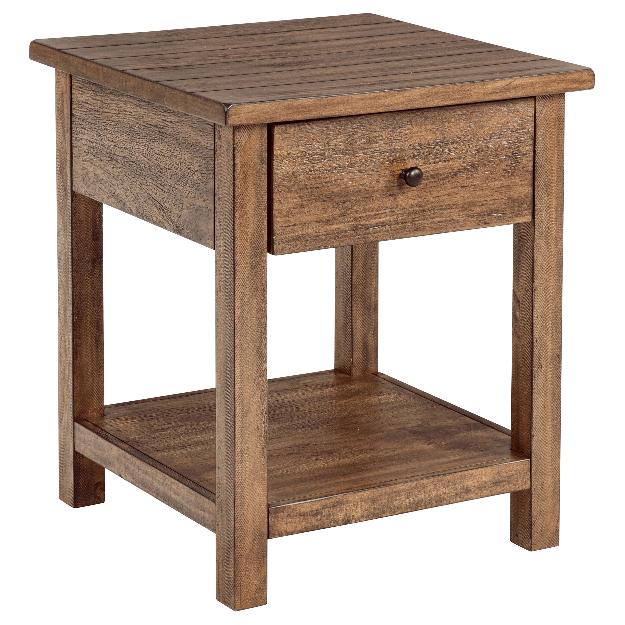 Payne 1-drawer Wood End Table with Shelf Distressed Brown-