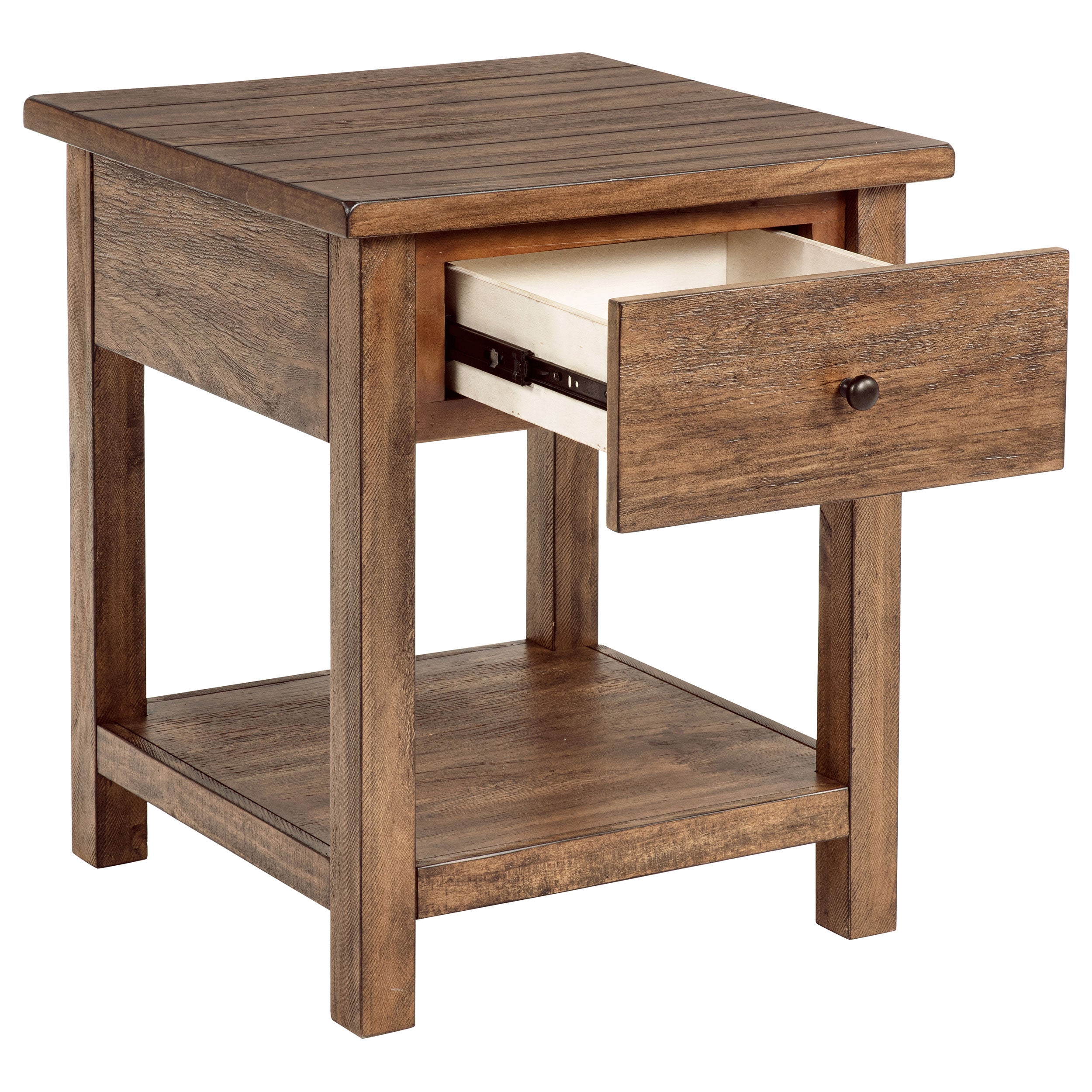 Payne 1-drawer Wood End Table with Shelf Distressed Brown-