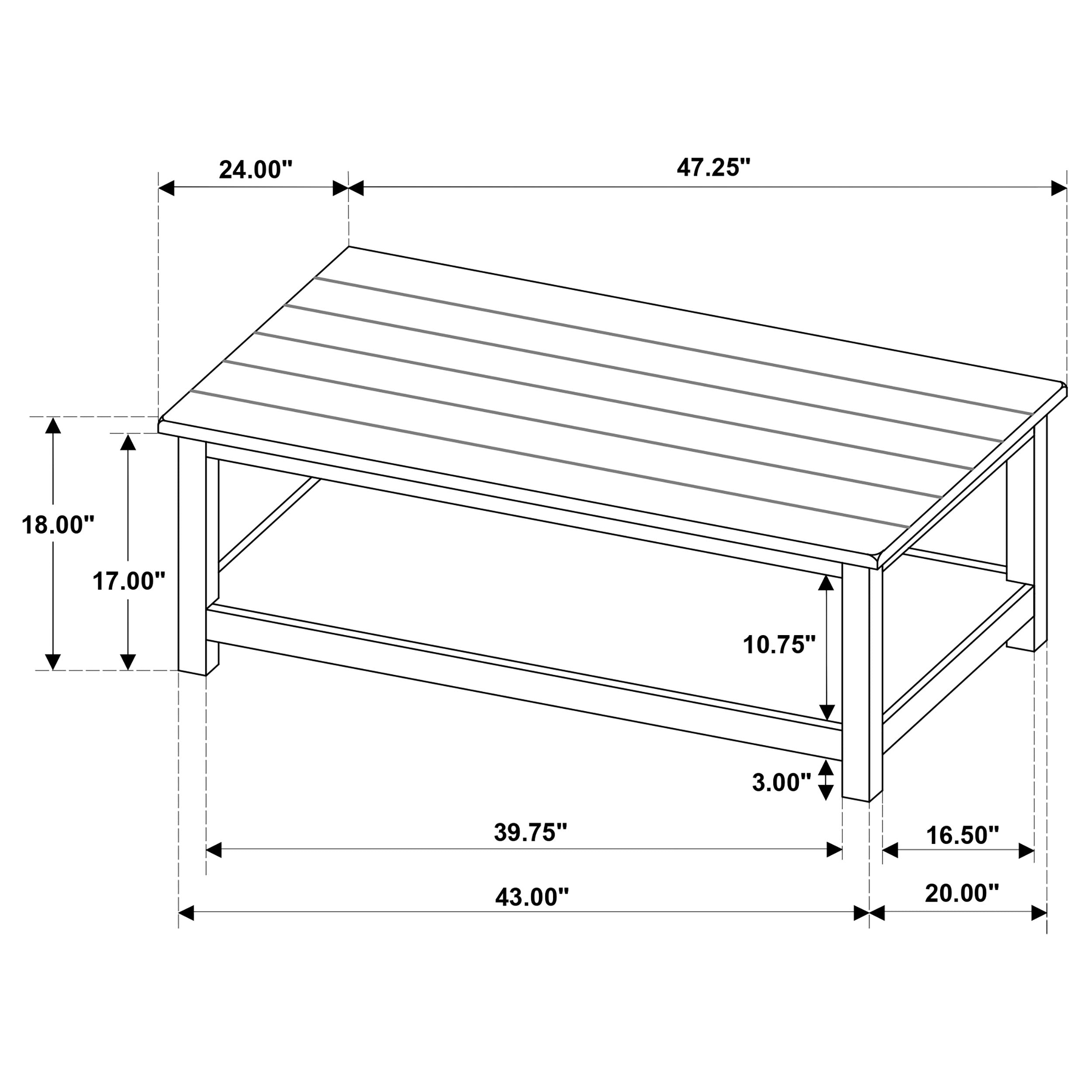Payne Wood Coffee Table with Shelf Distressed Brown-