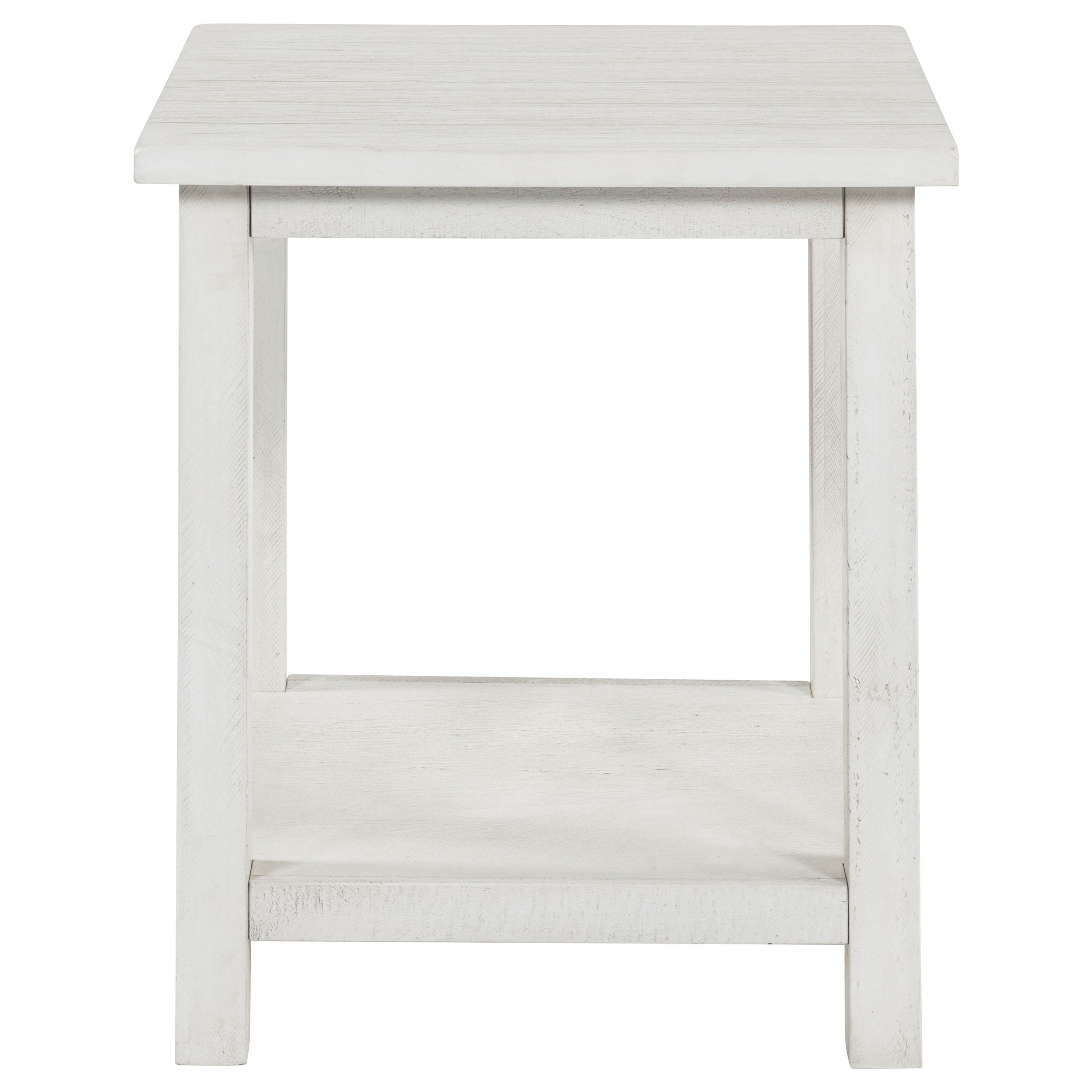 Payne Wood End Table with Shelf Distressed White-