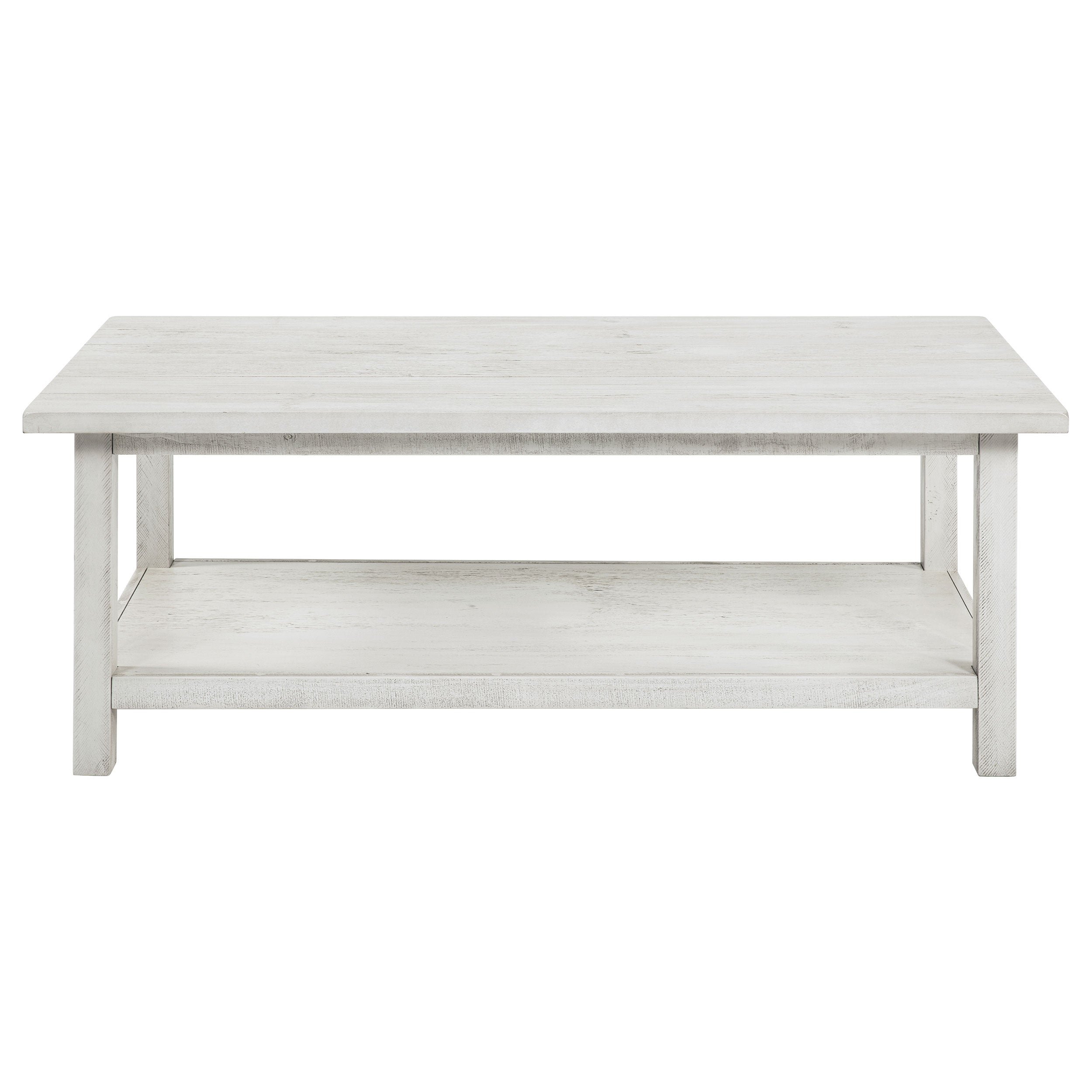 Payne Wood Coffee Table with Shelf Distressed White-