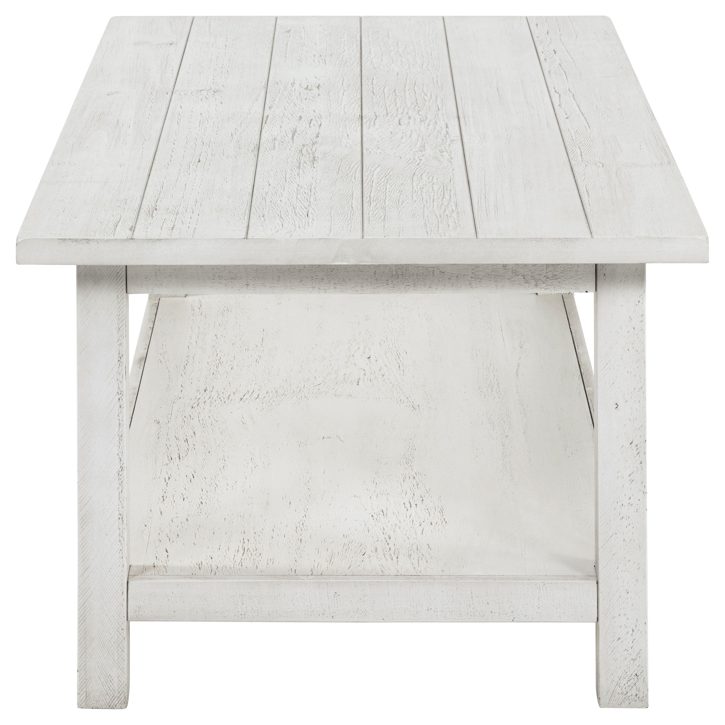 Payne Wood Coffee Table with Shelf Distressed White-
