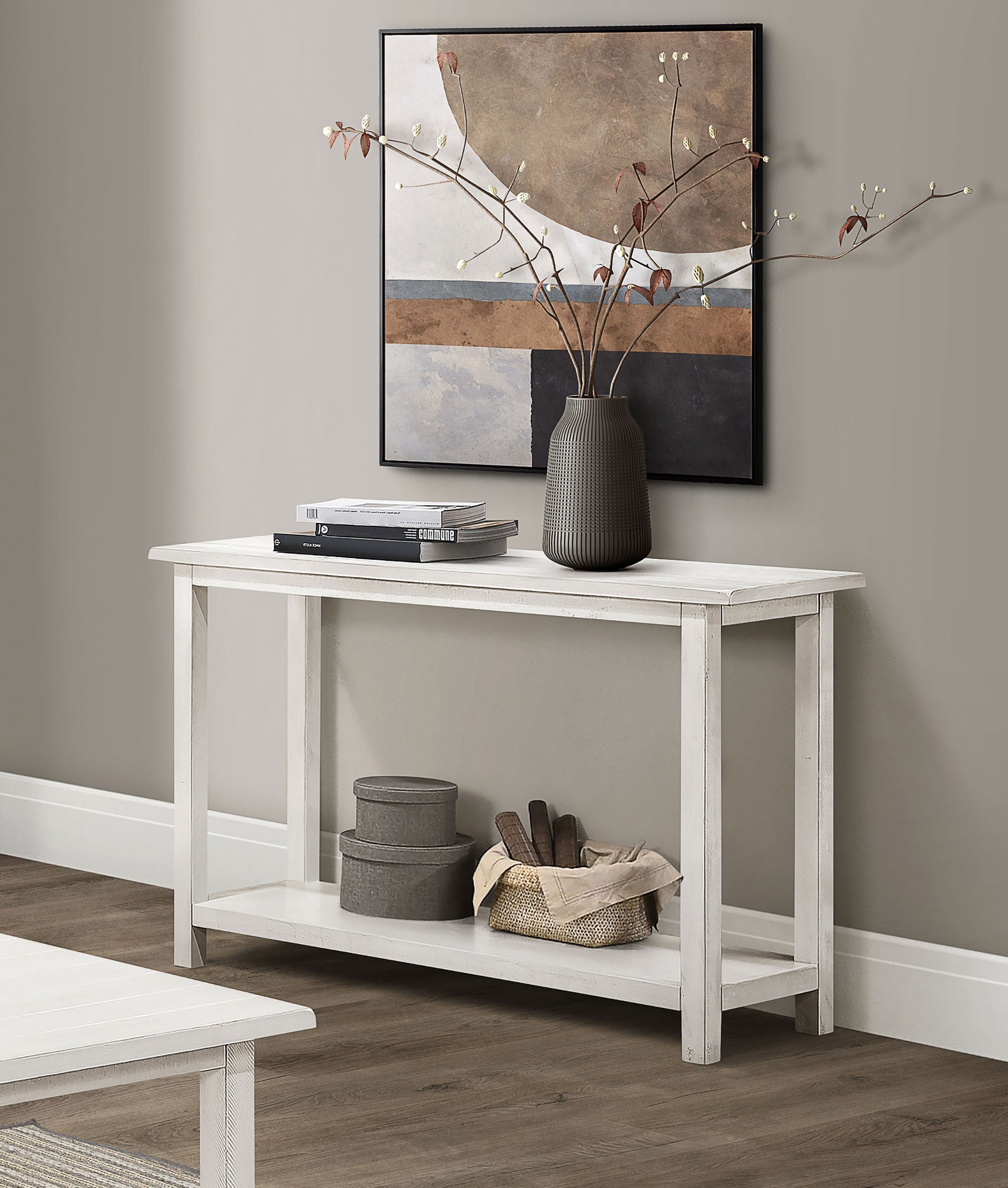 Payne Wood Entryway Sofa Console Table White-