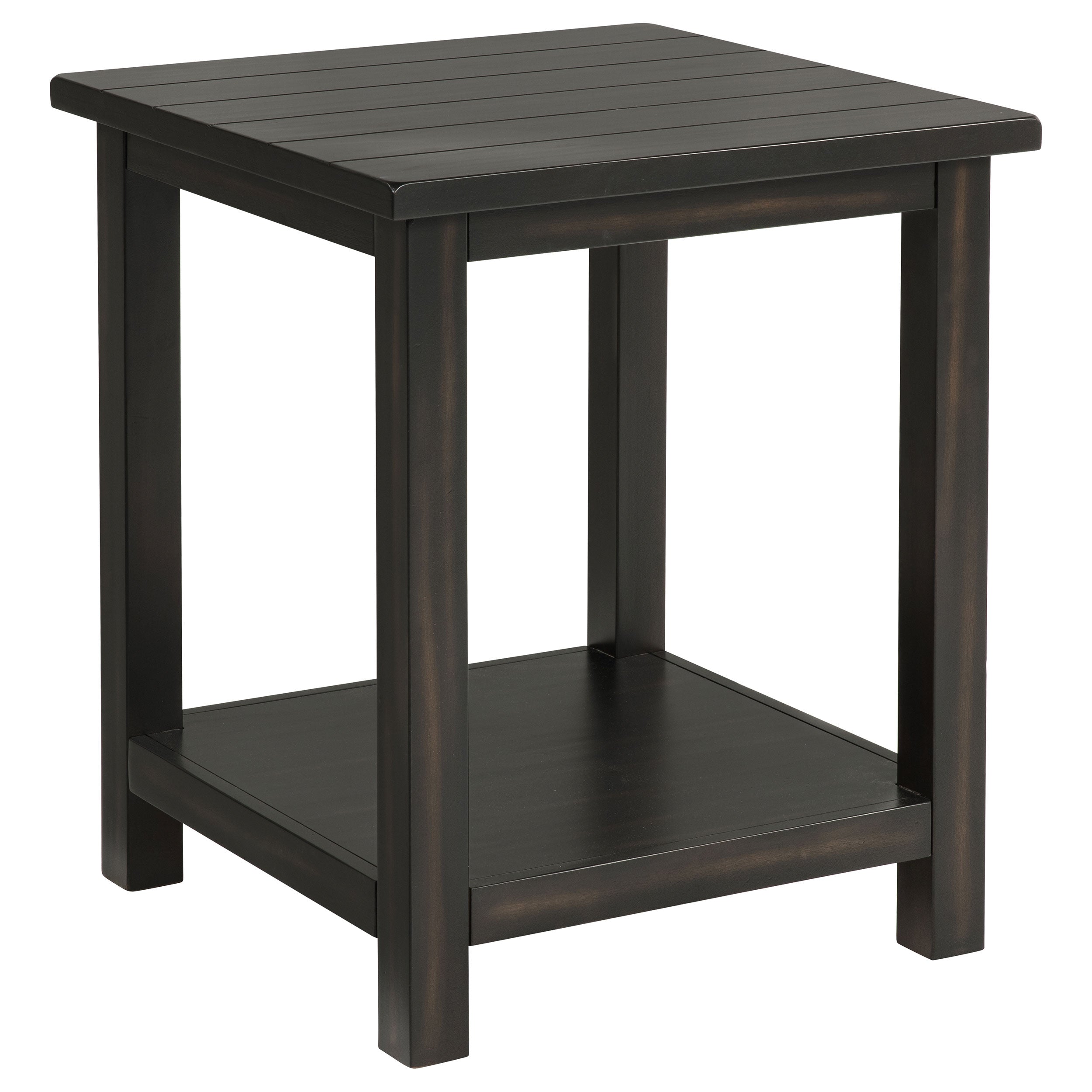 Payne Wood End Table with Shelf Distressed Java-