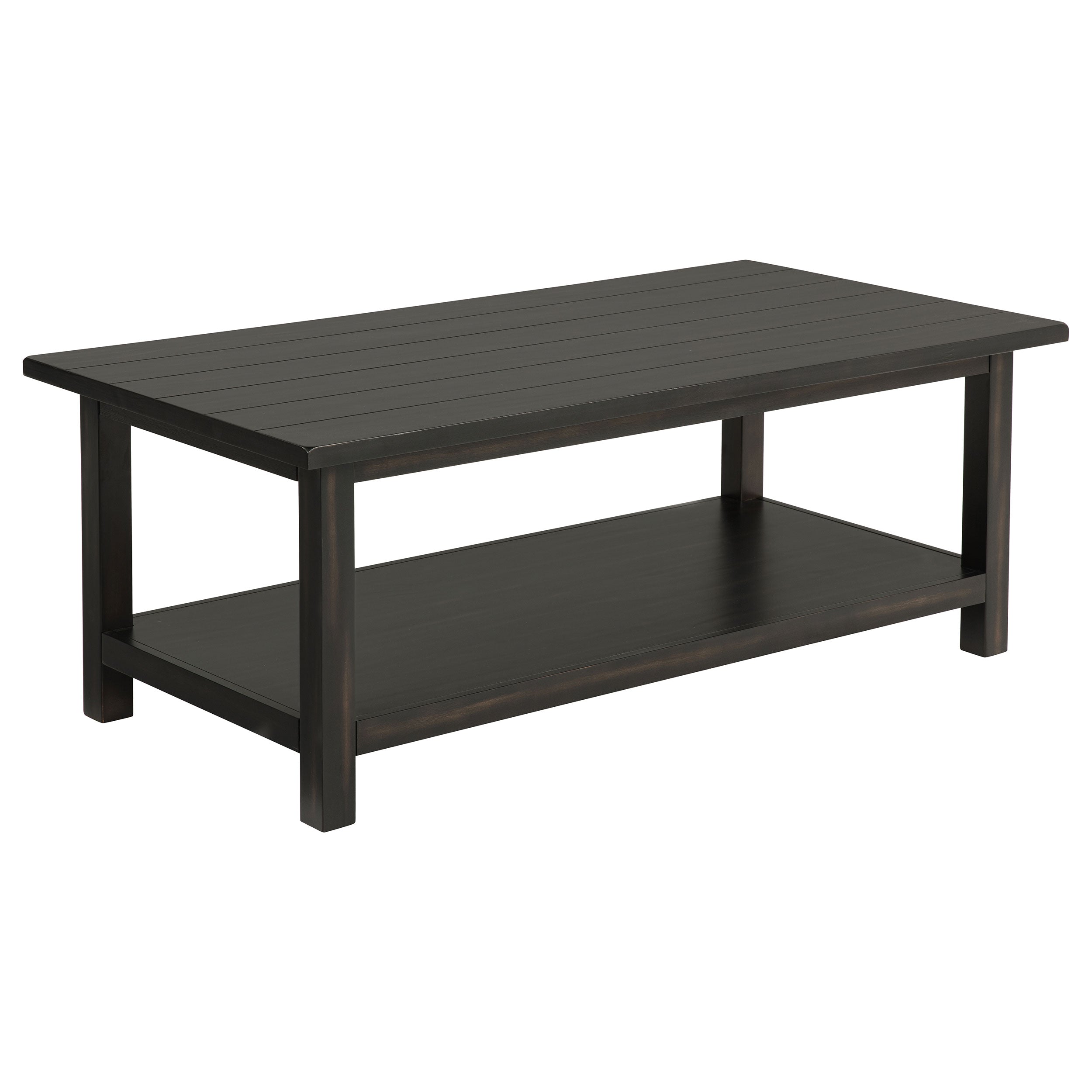 Payne Wood Coffee Table with Shelf Distressed Java-